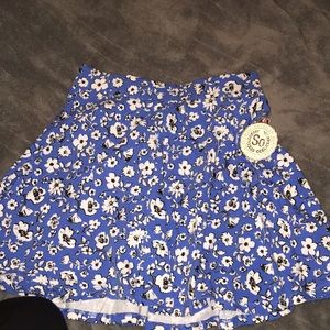 SO blue floral skater skirt